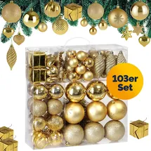 DEUBA Weihnachtskugeln Weihnachtsbaumkugeln Weihnachtsbaumschmuck Gold