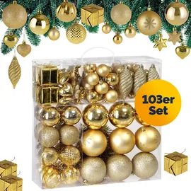 DEUBA Weihnachtskugeln Weihnachtsbaumkugeln Weihnachtsbaumschmuck Gold