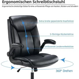 luxuskollektion Ergonomischer Bürostuhl PU Leder Schwarz