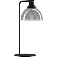 EGLO Tischlampe Beleser, Nachttischlampe aus Rauchglas in schwarz-transparent und