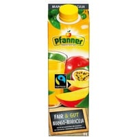Pfanner Fairtrade Mango Maracuja Getränk (8 x 1 l) - 25 % Fruchtgehalt – Saft im Vorratspack – Getränk mit Vitamin C