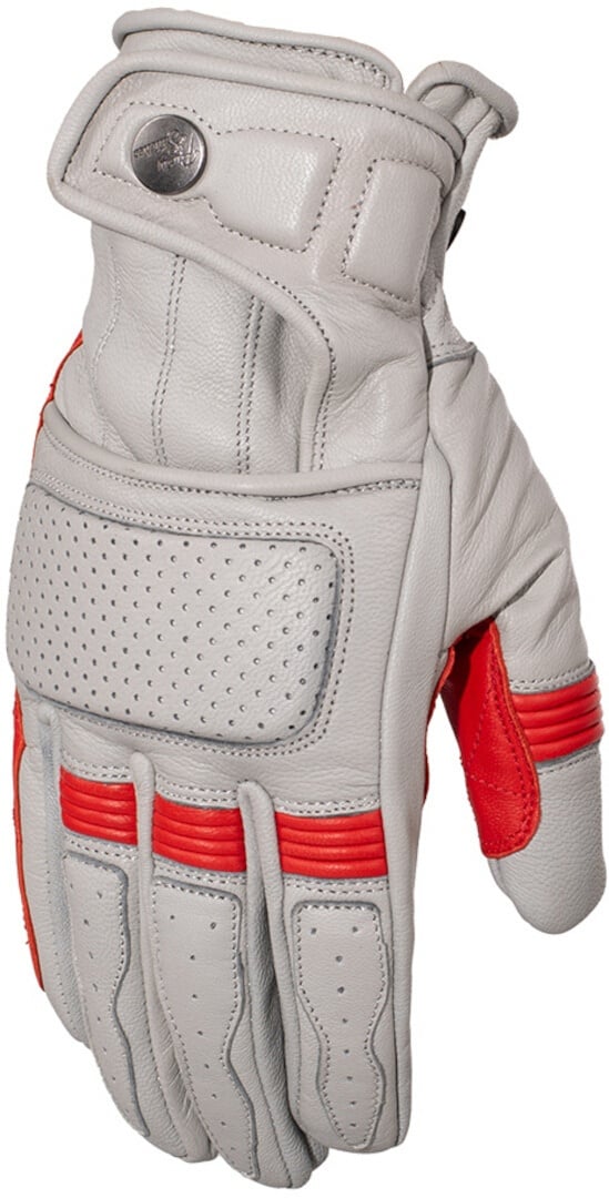 Rusty Stitches Calvin Motorrad Handschuhe, grau-rot, Größe 2XL für Männer