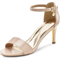 High-Heel-Sandalette LASCANA, Damen, Gr. 38, beige, Obermaterial: 100% Lederimitat. Futter: 100% Lederimitat. Decksohle: 100% Lederimitat. Laufsohle: 100% Synthetik, glänzend, elegant, Schuhe Riemchensandale Sandalette, im zeitlosen Design, Riemchensandalette VEGAN