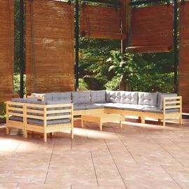 vidaXL Garten-Lounge-Set 10-tlg. grau Kiefer