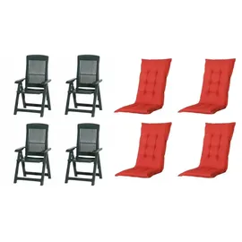 PROGARDEN Tampa Klappsessel 60 x 61 x 109 cm grün 4 St. inkl. 4 x Auflagen terrakotta