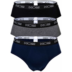 HOM Herren Mini Briefs, 3er Pack - Boxerline #2, Slips, Unterhose Schwarz/Grau/Blau S