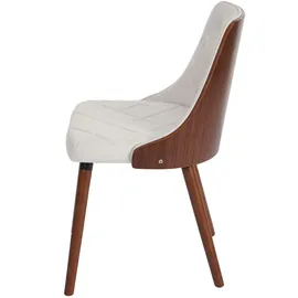 Mendler 2er-Set Esszimmerstuhl HWC-A75, Besucherstuhl Küchenstuhl, Walnuss-Optik Bugholz ~ Kunstleder weiß