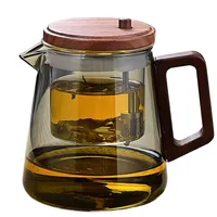 Wassertrennung Klare Teekanne, 650 Ml Hexerei-Teekanne, Magische Teekannes, Glas-Teekanne Mit Holzgriff, Für Das Wohnzimmerrestaurant Am Arbeitsplatz