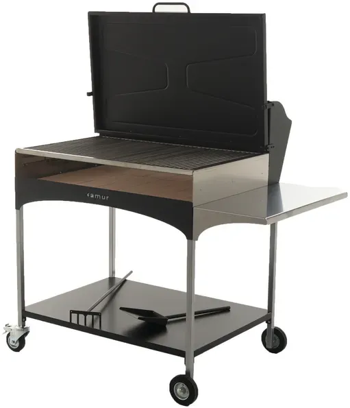Famur BK 10 Elite - Holzkohle- und Holzkohlebrikett- Grill 2 in 1 - Gitter mit 8 mm-Drehgrillstäben