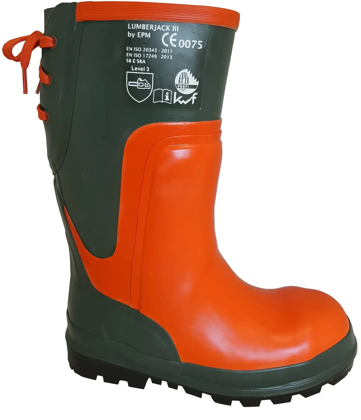 Euro PM Schnittschutz-Gummistiefel Lumberjack III, orange-green, 39