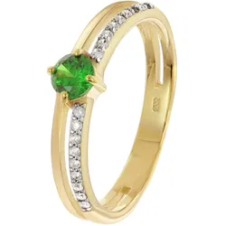 trendor 68816 Damenring Gold 333/8K mit synthetischem Smaragd und Zirkonias, 60/19,1