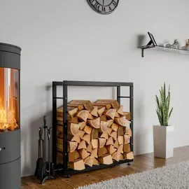 deluke Kaminholzregal Innen Metall 25 x 40 x 125 cm Schwarz