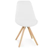 KADIMA DESIGN Esszimmerstuhl Holz Textil | Skandinavischer Stuhl Bequem in Weiß-Beige | Gr.: onesize