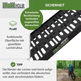 Baumarktplus TRUTZHOLM 1 x Auffahrrampe klappbar 228 cm Traglast 340 kg Alu schwarz gelocht Motorradrampe Verladerampe