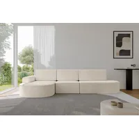 altdecor Eckcouch Cord 5-Sitzer Beige