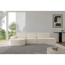 altdecor Eckcouch Cord 5-Sitzer Beige