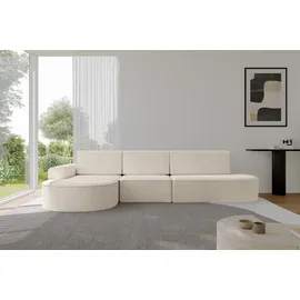 altdecor Eckcouch Cord 5-Sitzer Beige
