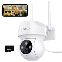 COOAU 2K Überwachungskamera Außen mit 64 GB, WLAN Kamera Outdoor mit PTZ, IP Camera Überwachung Außen Farbnachtsicht, Nachtsicht, Drei Alarmmod...