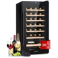 Klarstein Weinkühlschrank Barossa 29 Uno, für 28 Standardflaschen á 0,75l,Wein Flaschenkühlschrank Weintemperierschrank Weinschrank Kühlschrank schwarz