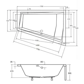 bad land Badland Eckbadewanne 170 x 125 cm (INTIMAS)