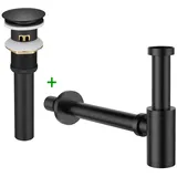 Auralum Max Heilmetz® Universal Siphon Waschbecken Höhenverstellbar Siphons für Überlauf Stöpsel Abfluss Ventil Waschbecken Waschtisch Ablauf für