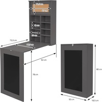 Wandklapptisch mit Regal Klapptisch Schreibtisch Multifunktional Tisch Tafel