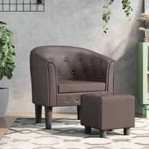 vidaXL Clubsessel mit Fußhocker Kunstleder 70 x 75 x 70 cm Braun