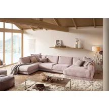 KAWOLA Wohnlandschaft U-Form Madeline Cord Longchair rechts rosa