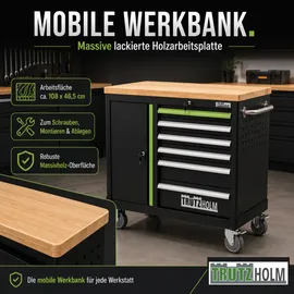 Trutzholm Werkstattwagen Stahl 108 x 46,5 x 77 cm grün/schwarz leer