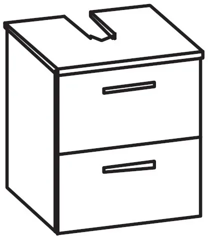 Artiqua 400 Universalwaschtischunterschrank, Quarzgrau Hochglanz Select, 400-WB2L-1-45-7162-172 400-WB2L-1-45-7162-172