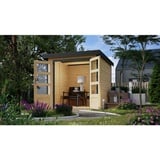 KARIBU Hybrid Gartenhaus Hollywood naturbelassen inkl. Fußboden Gartenlaube Geräteschuppen Gartenhütte