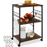 Tectake tectake® Servierwagen Rugby 65,5x45,5x88,5cm Dunkelbraun (404756)