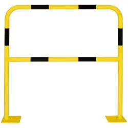 PROREGAL Schutzbügel Small zur Trennung & Sicherung von Arbeitsbereichen | inkl. Bodenplatte um Aufdübeln | HxB 100x100cm | Rohr-Ø  4cm | Schwarz-Gelb