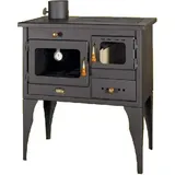 Stufa A Legna Con Forno. Per Cucinare E Riscaldare. Potenza Termica 10kw, Con Piastre In Ghisa. Modello Prity 1p34l Con Uscita Fumi Sinistra - Black