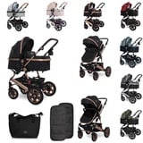 Lorelli Kinderwagen Lora Gummiräder Tragetasche Sportsitz Fußabdeckung schwarz gold