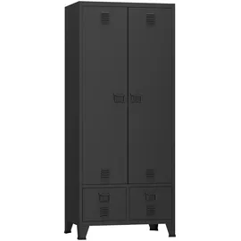 [en.casa] Kleiderschrank Hankasalmi 90 x 180 x 40 cm Schwarz