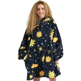 BEDSURE Hoodie Decke Damen mit Ärmeln Deckenpullover Kuschelpullover Damen Sterne und Mond Druck Standard, Geschenke für Frauen