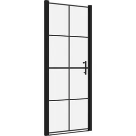 vidaXL Duschtür Hartglas 81x195 cm Schwarz