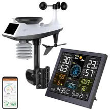 Infactory WLAN-Funk-Wetterstation mit XL-Farbdisplay, App, Weather Underground