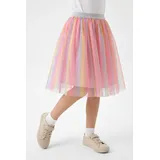 blue seven Tüllrock Midi Gestreift Rosa 110