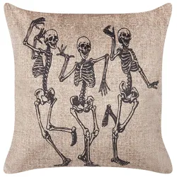 Dekokissen Skelett-Motiv Samtstoff beige 45 x 45 cm MORTESTI