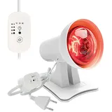 Afenau Rotlichtlampe Wärmelampe, 150W Infrarotlampe mit 3 Stufen Timer und 4-stufige Temperaturregelung, 45° Einstellbarer Rotlichtlampe Therapie, Infrarot Lampe für Entspannende Wärme