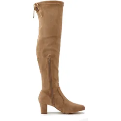 Overkneestiefel LASCANA, Damen, Gr. 43, Normalschaft, braun (sand), Obermaterial: 100% Textilmaterial. Futter: 100% Textilmaterial. Decksohle: 100% Lederimitat. Laufsohle: 100% Synthetik, unifarben, elegant, Schuhe, Slouchy Boots,Langschaft Stiefel,Schlupf-Boot, weiches Stretchmaterial