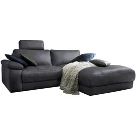 KAWOLA Ecksofa motorischer Relaxfunktion LOLA schwarz Leder Relaxfunktion