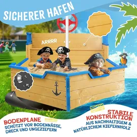 Kidiz Sandkasten Ahoi mit Abdeckung Blau