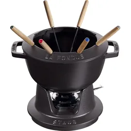 Staub Fondue Set mit 6 Gabeln, Gusseisen, 20 cm, Schwarz