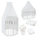 Waldin Babybett OWAL Kinderbett 7in1 mit Matratze, mitwachsendes Kinder-Bett