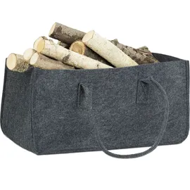 Relaxdays Kaminholztasche Filz 50 x 25 x 25 cm Anthrazit