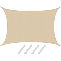 AMANKA Sonnensegel 4x6 HDPE Rechteckig Sonnenschutz Überdachung Garten Balkon Beige