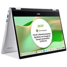 Acer Chromebook Spin 314 (CP314-1HN-C02L) Laptop, 14" FHD Touch-Display, Intel Celeron N4500, 4 GB RAM, 64 GB eMMC, Intel UHD Graphics, Google ChromeOS, QWERTZ-Keyboard, Silber
